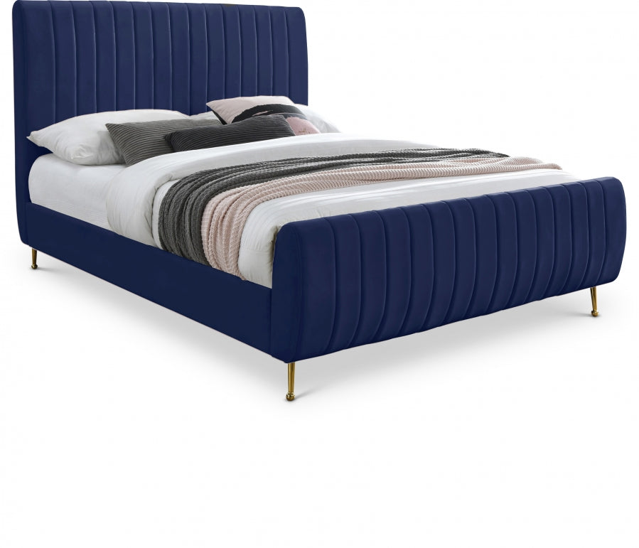 Zara Blue Velvet Full Bed from Meridian - Luna Furniture