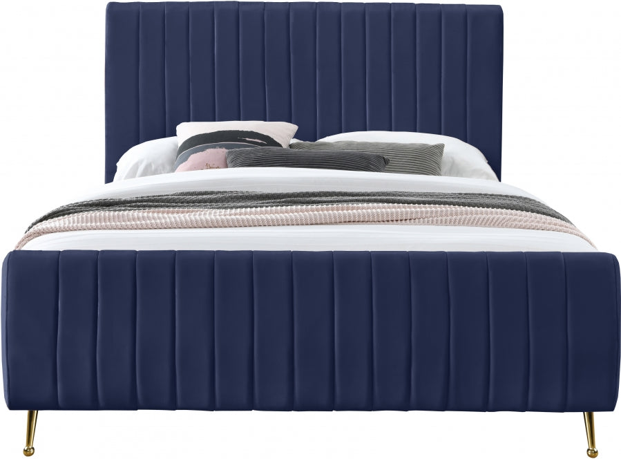 Zara Blue Velvet Full Bed from Meridian - Luna Furniture