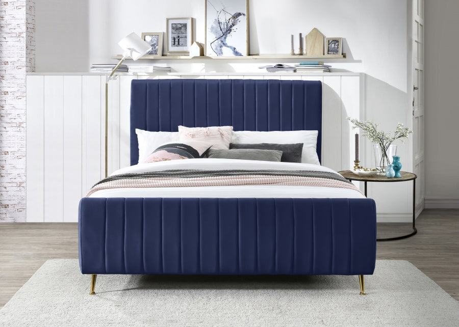 Zara Blue Velvet Full Bed from Meridian - Luna Furniture