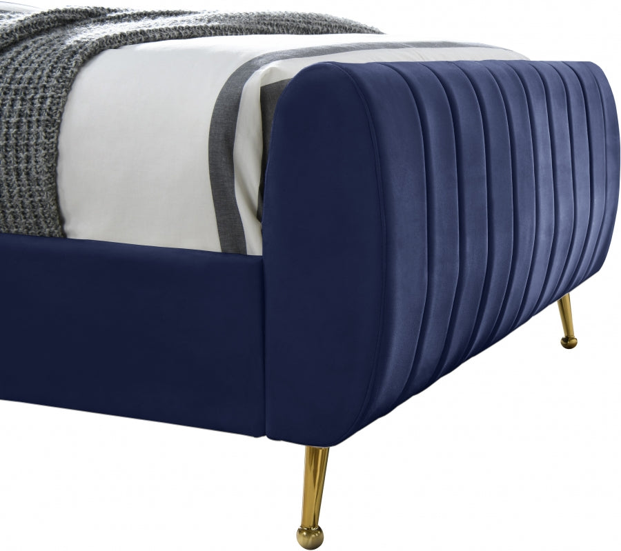 Zara Blue Velvet Full Bed from Meridian - Luna Furniture