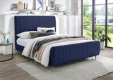 Zara Blue Velvet King Bed from Meridian - Luna Furniture