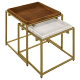 Bolden 2-Piece Square Nesting Table With Recessed Top Gold from Coaster - Luna Furniture