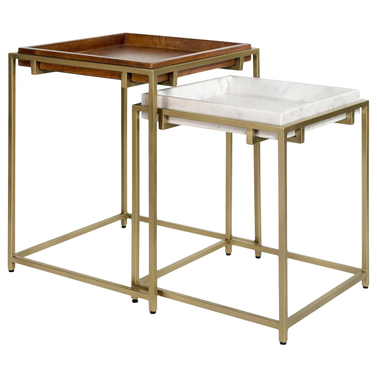 Bolden 2-Piece Square Nesting Table With Recessed Top Gold from Coaster - Luna Furniture