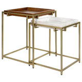 Bolden 2-Piece Square Nesting Table With Recessed Top Gold from Coaster - Luna Furniture