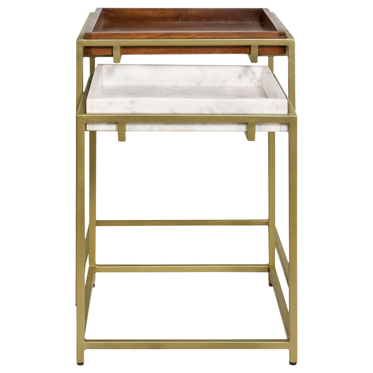 Bolden 2-Piece Square Nesting Table With Recessed Top Gold from Coaster - Luna Furniture