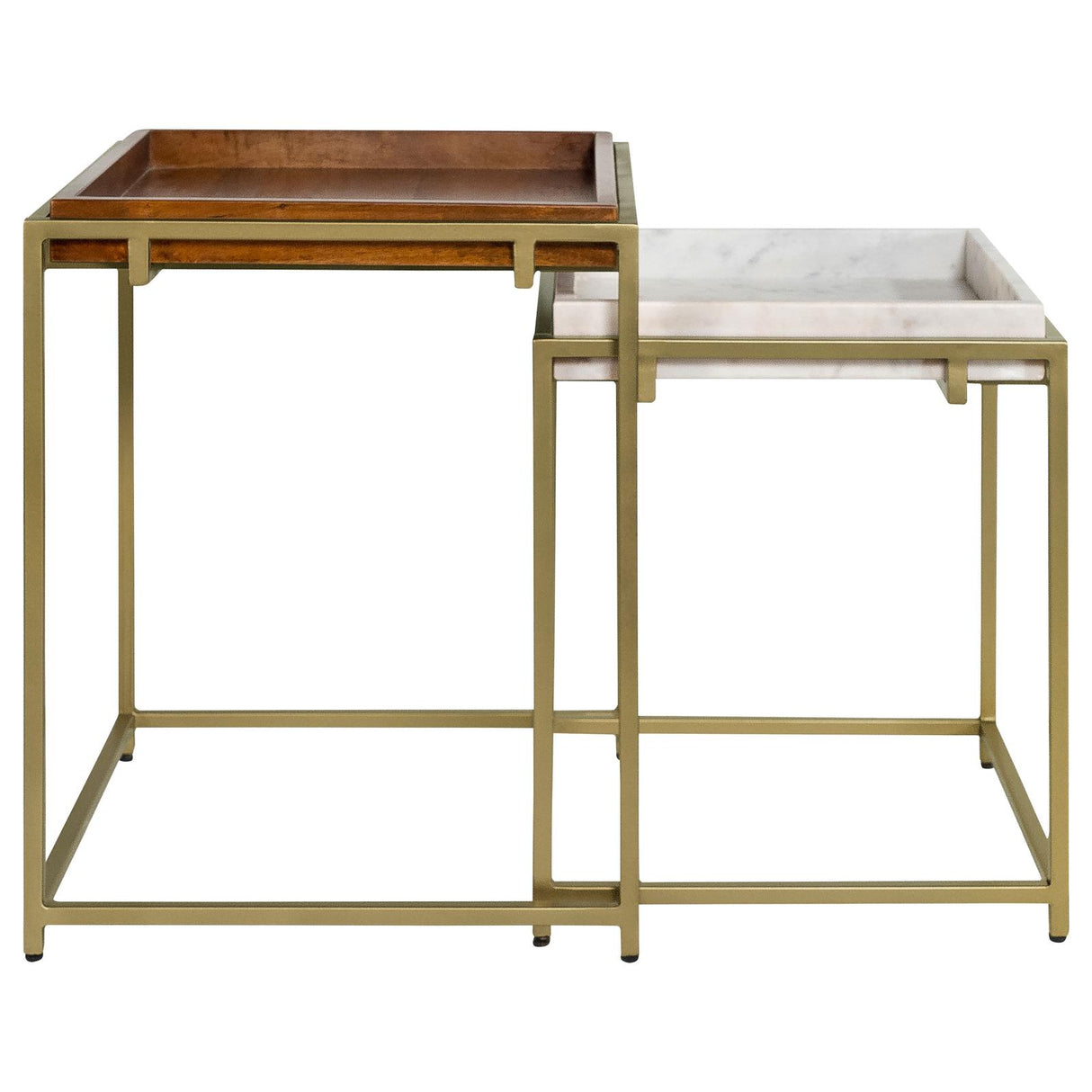 Bolden 2-Piece Square Nesting Table With Recessed Top Gold from Coaster - Luna Furniture