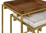 Bolden 2-Piece Square Nesting Table With Recessed Top Gold from Coaster - Luna Furniture