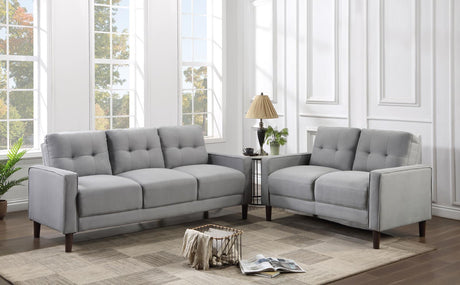 Bowen 2-piece Upholstered Track Arms Tufted Sofa Set Grey - 506781-S2 - Luna Furniture