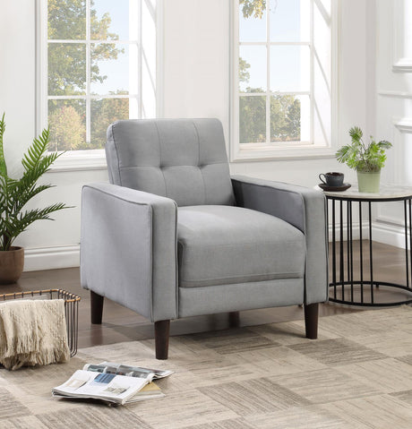 Bowen Upholstered Track Arms Tufted Chair Grey - 506783 - Luna Furniture