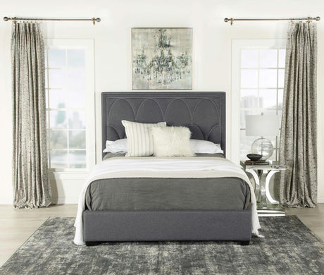 Bowfield Upholstered Bed with Nailhead Trim Charcoal from Coaster - Luna Furniture