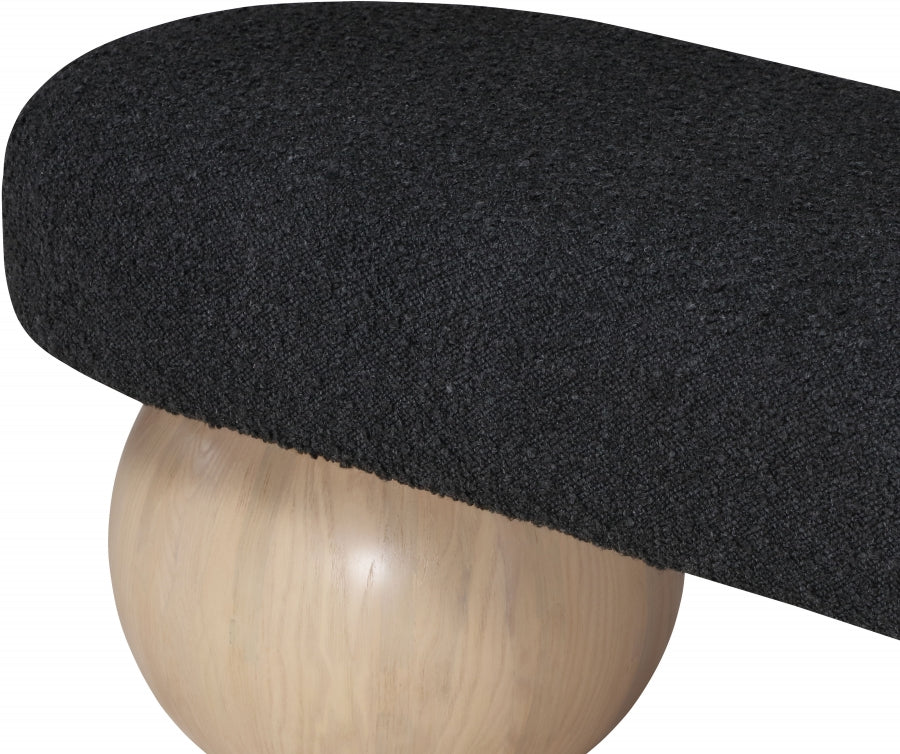 Bowie Boucle Fabric Bench Black from Meridian - Luna Furniture