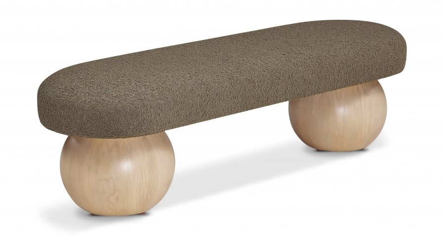 Bowie Boucle Fabric Bench Olive from Meridian - Luna Furniture