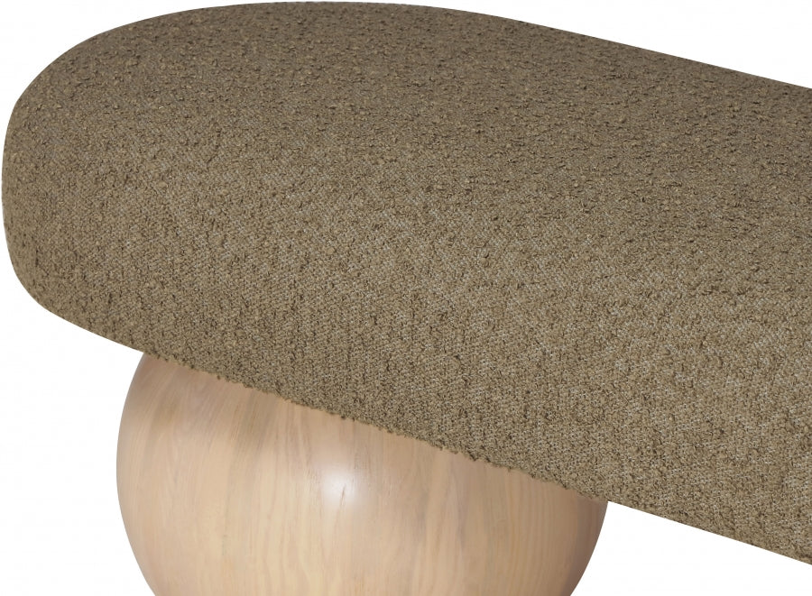 Bowie Boucle Fabric Bench Olive from Meridian - Luna Furniture