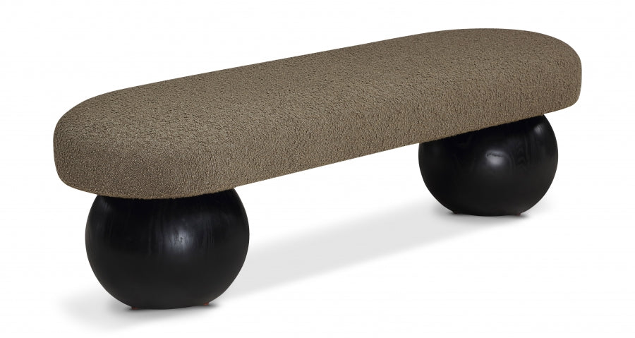 Bowie Boucle Fabric Bench Olive from Meridian - Luna Furniture