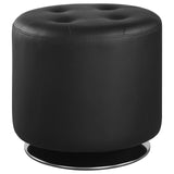 Bowman Round Upholstered Ottoman Black from Coaster - Luna Furniture