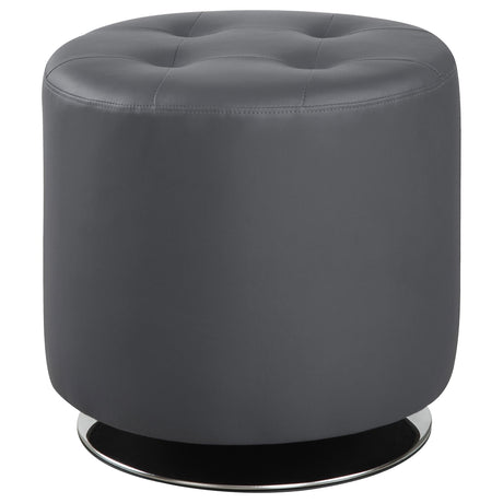 Bowman Round Upholstered Ottoman Grey - 500555 - Luna Furniture