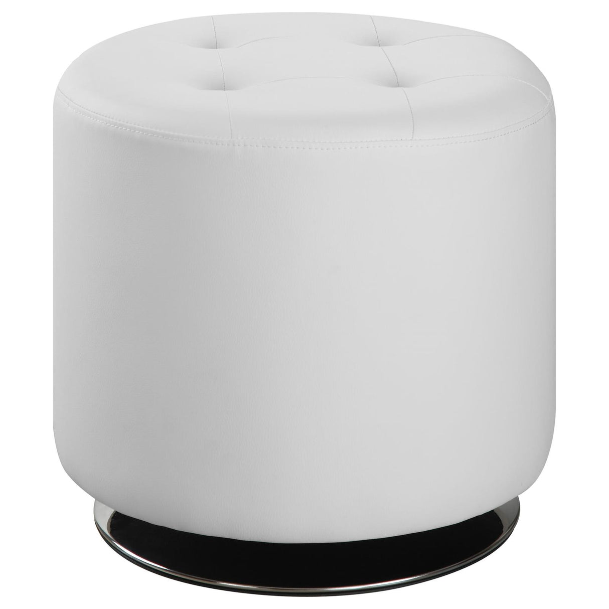 Bowman Round Upholstered Ottoman White from Coaster - Luna Furniture