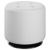 Bowman Round Upholstered Ottoman White from Coaster - Luna Furniture