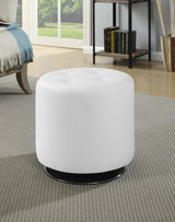 Bowman Round Upholstered Ottoman White from Coaster - Luna Furniture