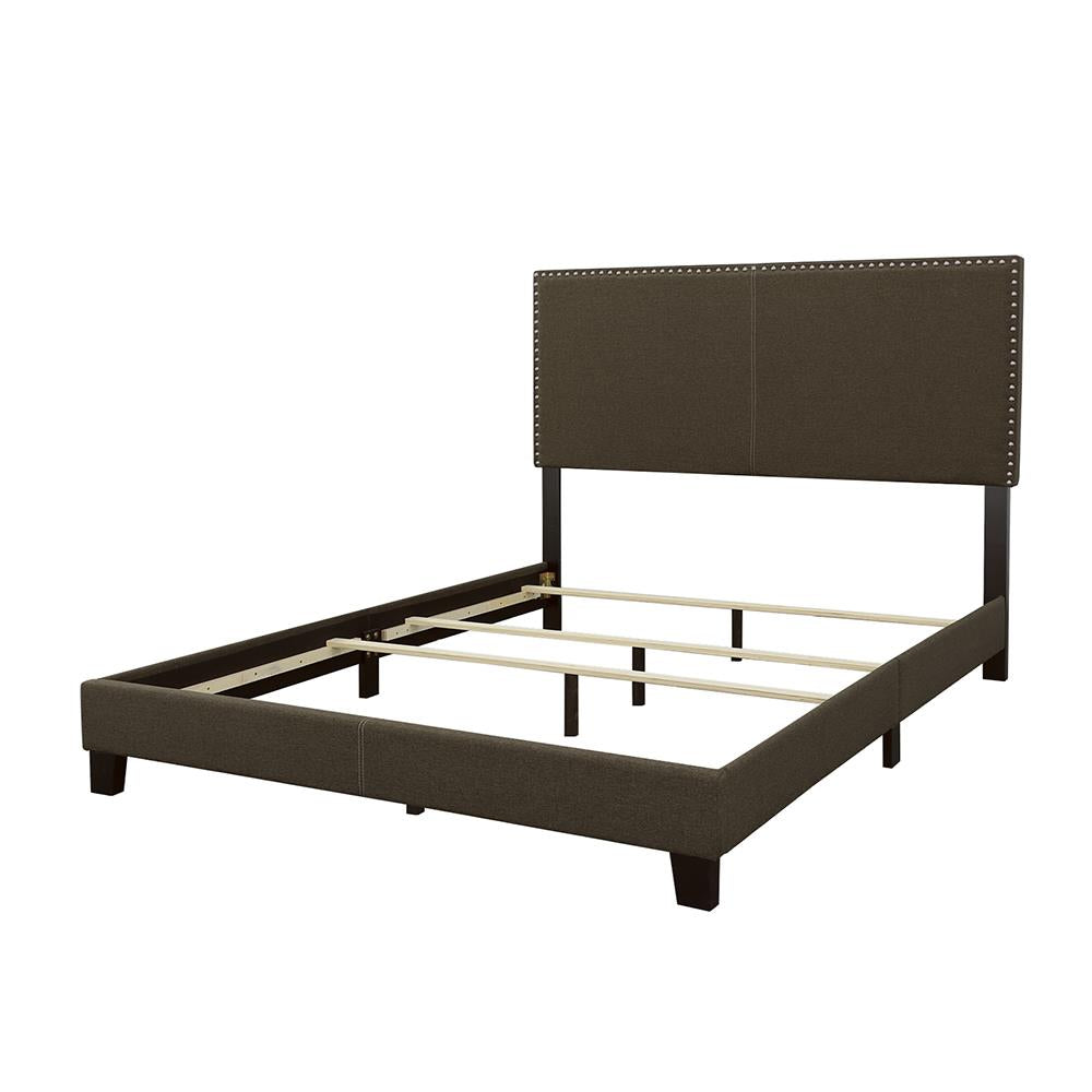 Boyd Queen Upholstered Bed with Nailhead Trim Charcoal from Coaster - Luna Furniture