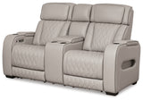 Boyington Gray Power Reclining Loveseat with Console from Ashley - Luna Furniture