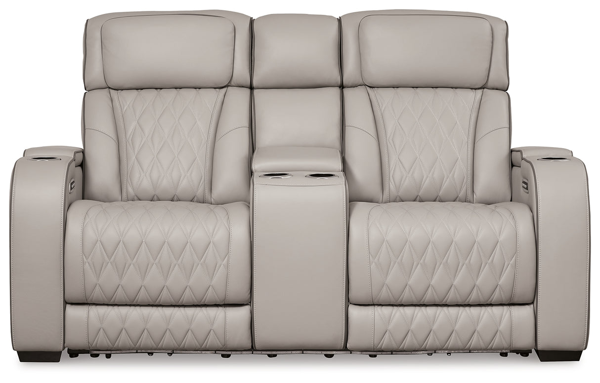 Boyington Gray Power Reclining Loveseat with Console from Ashley - Luna Furniture