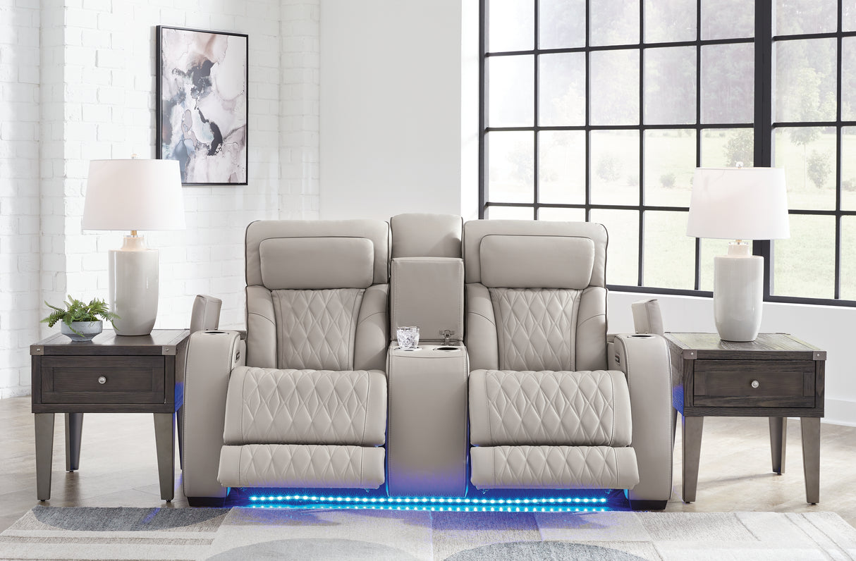 Boyington Gray Power Reclining Loveseat with Console from Ashley - Luna Furniture