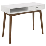 Bradenton White/Walnut 1-Drawer Writing Desk from Coaster - Luna Furniture