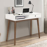 Bradenton White/Walnut 1-Drawer Writing Desk from Coaster - Luna Furniture