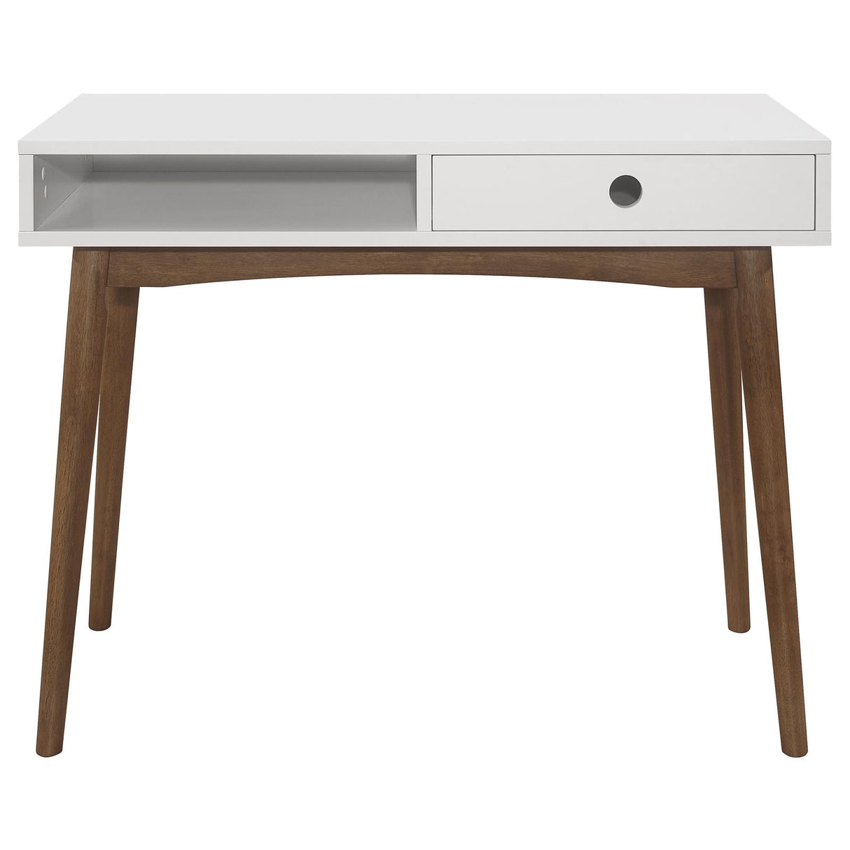 Bradenton White/Walnut 1-Drawer Writing Desk from Coaster - Luna Furniture