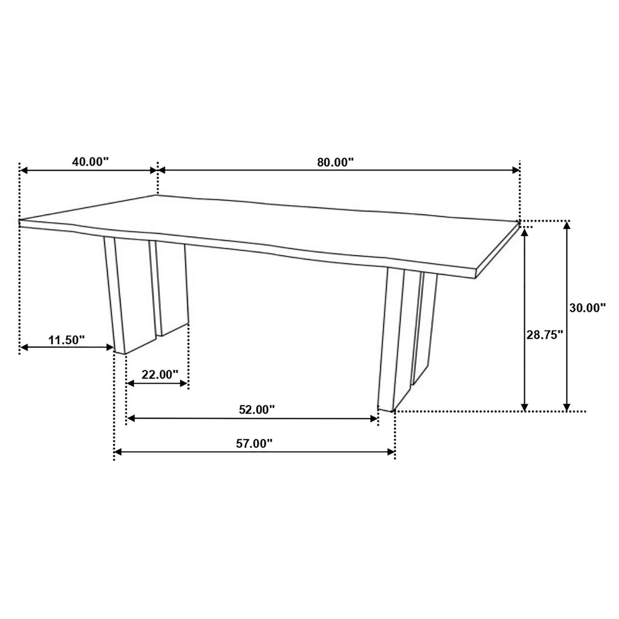 Bradshaw Rectangular Live Edge Dining Table Natural Acacia and Black from Coaster - Luna Furniture