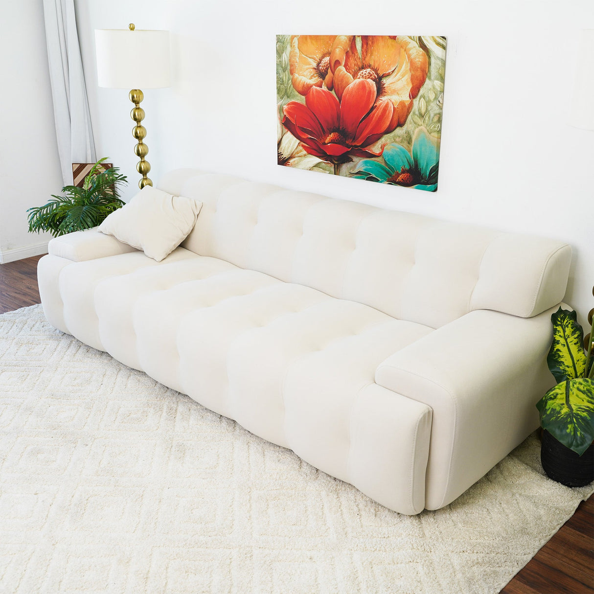 Brampton Cream Velvet Sofa 90 inch - AFC02052 - Luna Furniture