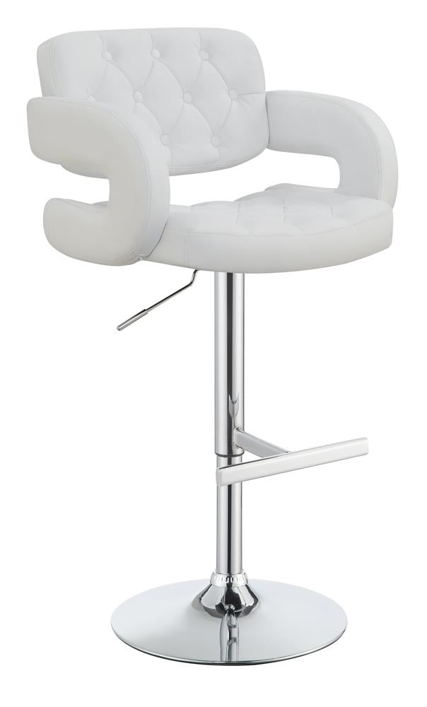 Brandi Chrome/White 29" Adjustable Height Bar Stool from Coaster - Luna Furniture