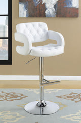 Brandi Chrome/White 29" Adjustable Height Bar Stool from Coaster - Luna Furniture