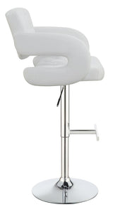 Brandi Chrome/White 29" Adjustable Height Bar Stool from Coaster - Luna Furniture