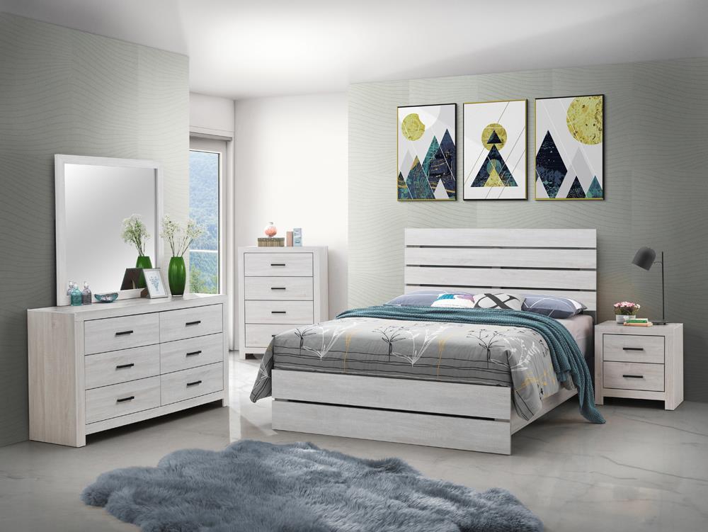 Brantford Coastal White 4-Piece Eastern King Panel Bedroom Set from Coaster - Luna Furniture