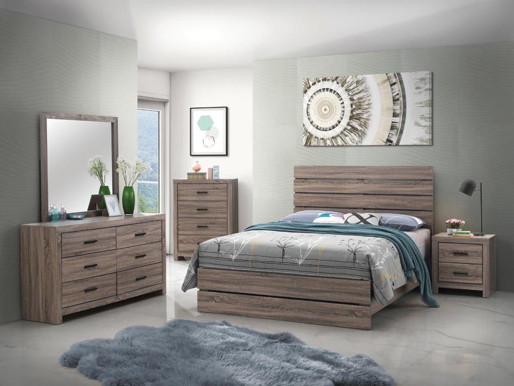 Brantford Barrel Oak 4-Piece Queen Panel Bedroom Set from Coaster - Luna Furniture