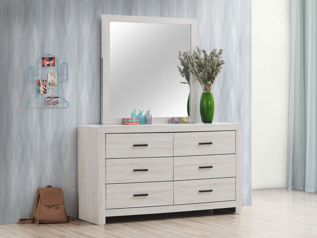 Brantford 6-drawer Dresser with Mirror Coastal White from Coaster - Luna Furniture