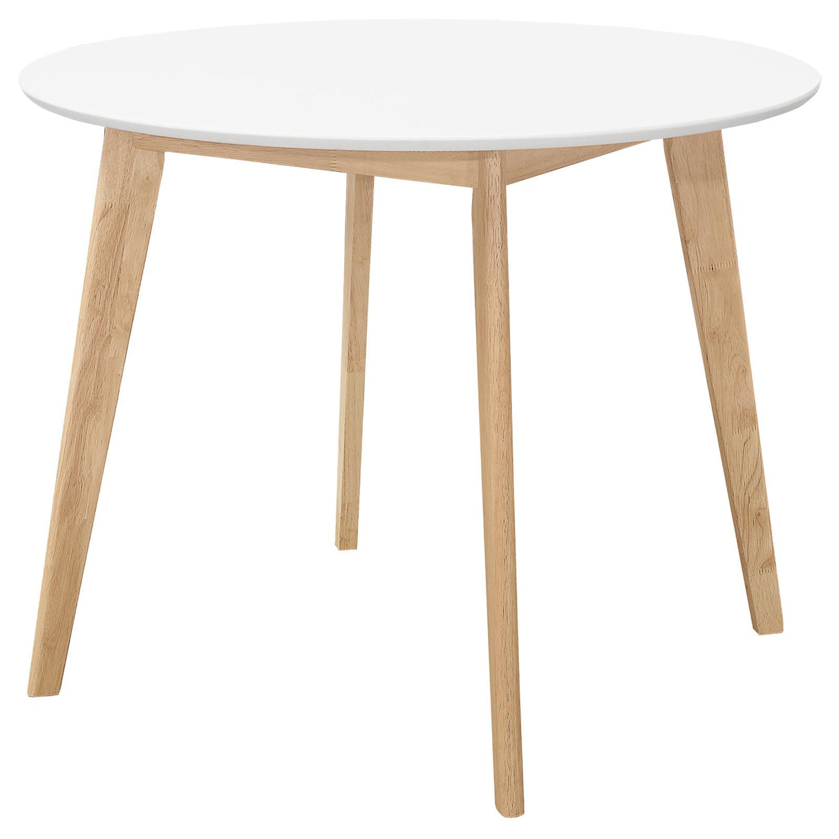 Breckenridge Matte White/Natural Oak Round Dining Table from Coaster - Luna Furniture