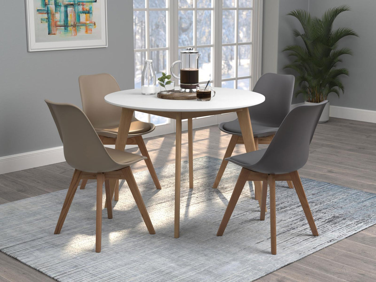 Breckenridge Matte White/Natural Oak Round Dining Table from Coaster - Luna Furniture