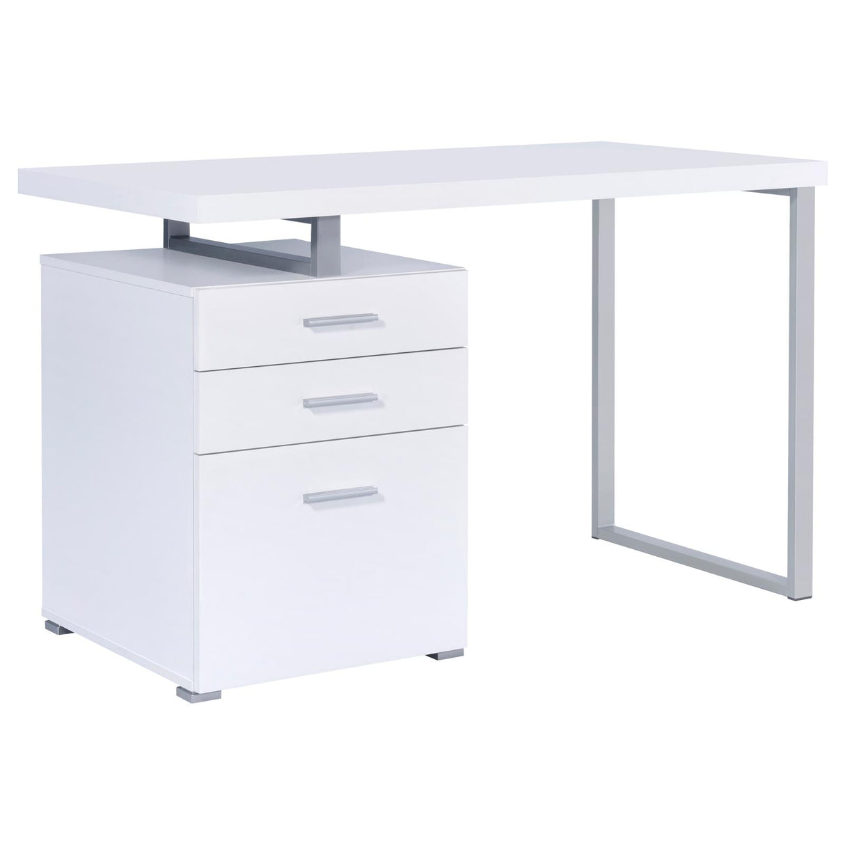 Brennan White 3-Drawer Office Desk from Coaster - Luna Furniture