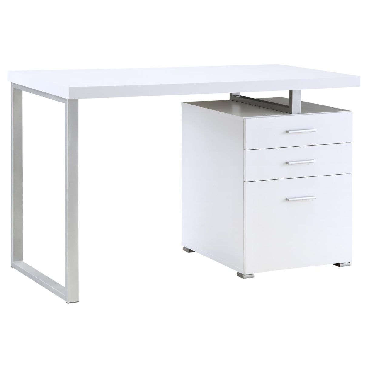 Brennan White 3-Drawer Office Desk from Coaster - Luna Furniture