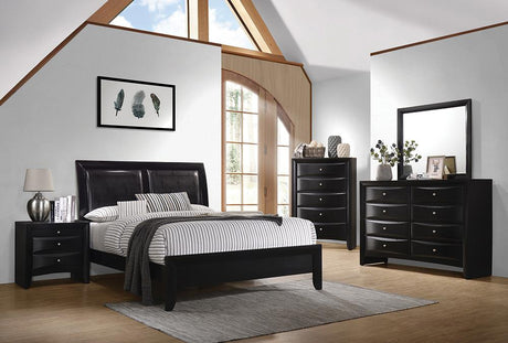 Briana Panel Bedroom Set with Sleigh Headboard Black - 200701KE-S4 - Luna Furniture