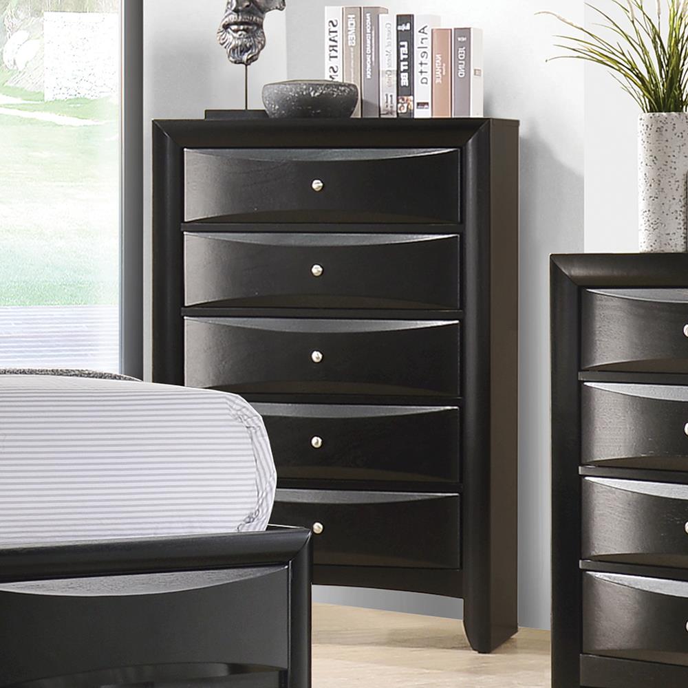 Briana Black Rectangular 5-Drawer Chest from Coaster - Luna Furniture