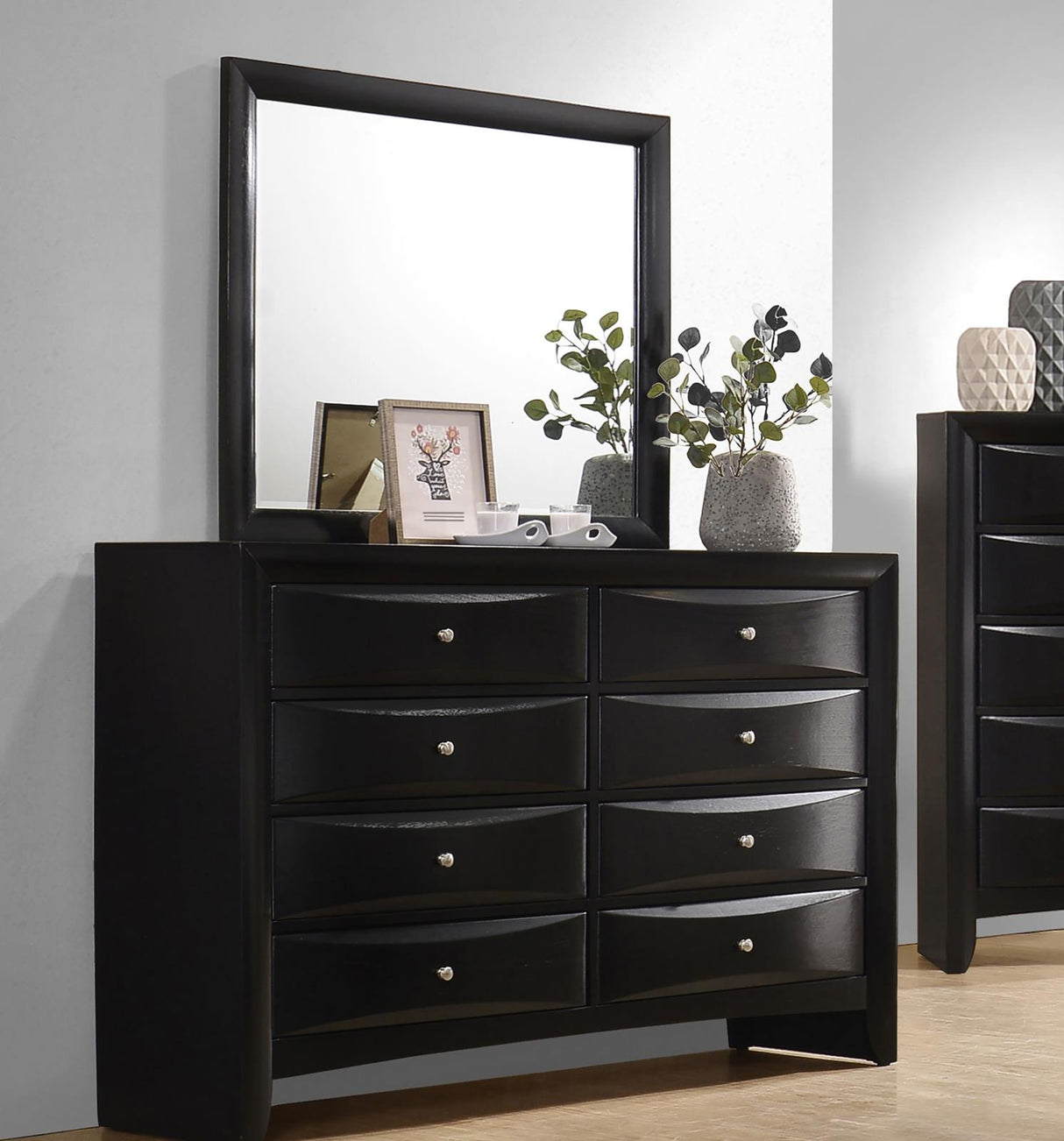 Briana Rectangular 8-drawer Dresser with Mirror Black from Coaster - Luna Furniture