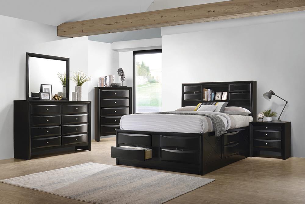 Briana Black 5-Piece Eastern King Storage Bedroom Set with Bookcase Headboard from Coaster - Luna Furniture