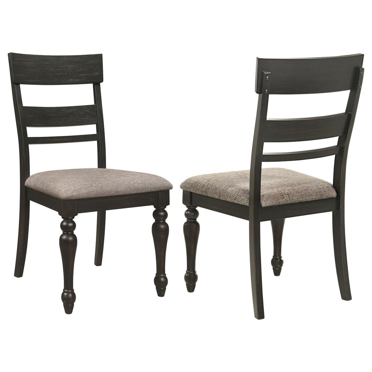 Bridget Ladder Back Dining Side Chair Stone Brown and Charcoal Sandthrough (Set of 2) from Coaster - Luna Furniture