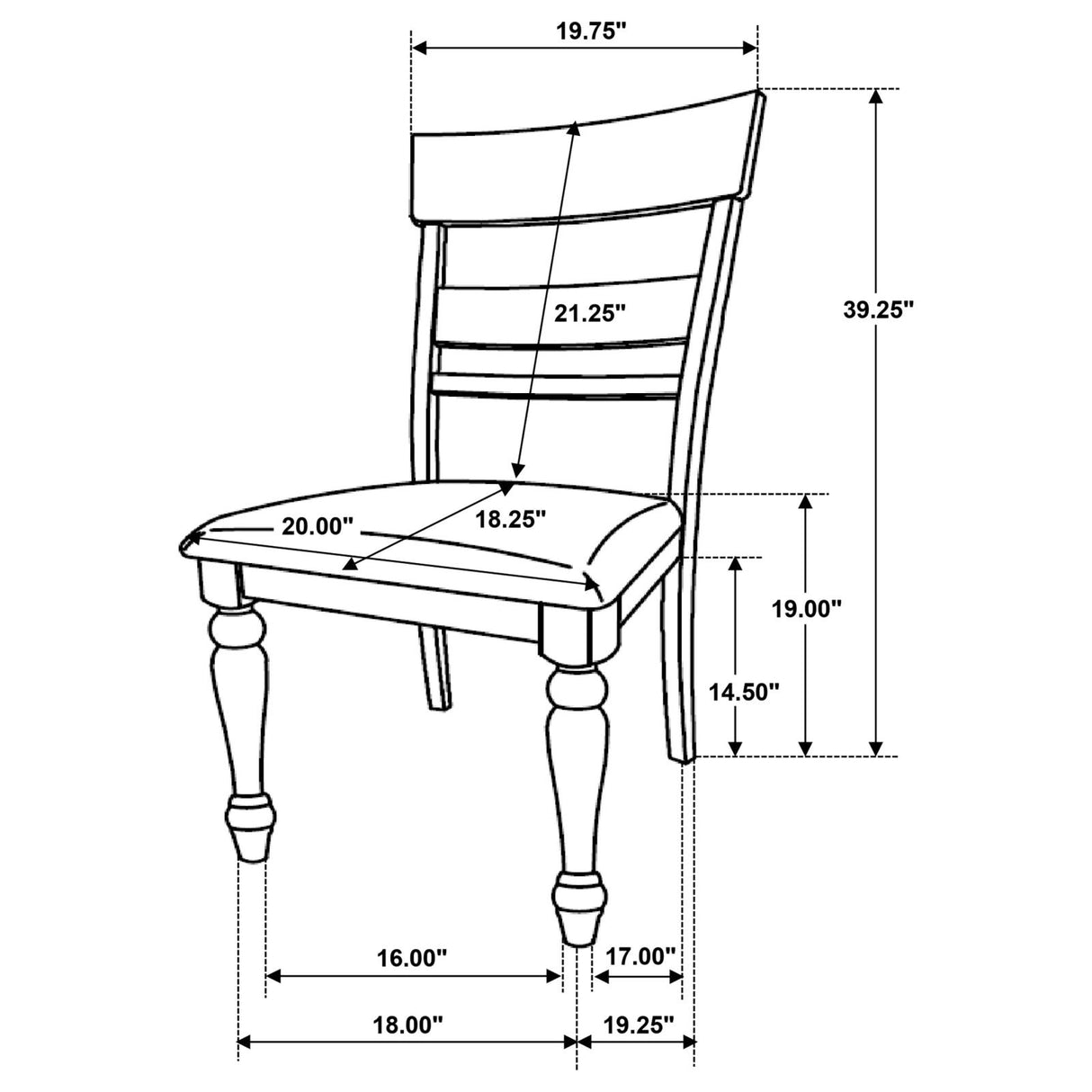 Bridget Ladder Back Dining Side Chair Stone Brown and Charcoal Sandthrough (Set of 2) from Coaster - Luna Furniture