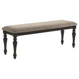 Bridget Upholstered Dining Bench Stone Brown and Charcoal Sandthrough - 108223 - Luna Furniture