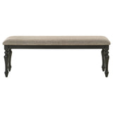 Bridget Upholstered Dining Bench Stone Brown and Charcoal Sandthrough - 108223 - Luna Furniture